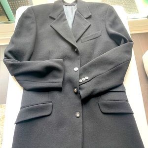 Italian Black Long Wool Blend Long Coat size 38